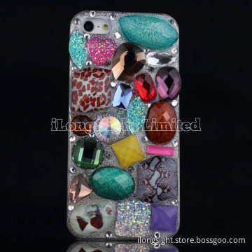 Different Shape Rhinestone Stones 3D colourful Case For iPhone 5